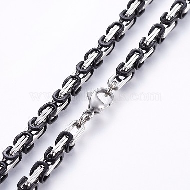 201 Stainless Steel Byzantine Chain Necklaces(NJEW-O102-18PB)-2