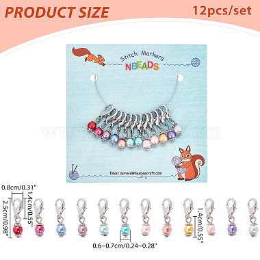 nbeads 12pcs 12 décoration de pendentif en perles de verre de style(HJEW-NB0001-46)-2