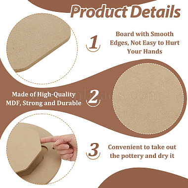 Medium Density Fiberboard (MDF) Portable Clay Wedging Board with Built(AJEW-WH0270-255)-4