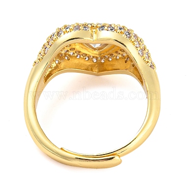 Enamel Heart Adjustable Ring with Clear Cubic Zirconia(RJEW-Q781-01G-04)-3