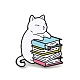本のエナメルピンを持つ猫(JEWB-G014-A03-B)-1