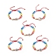 Evil Eye Resin Bead & Eye/Hamsa Hand/Flat Round Alloy Rhinestone Braided Beaded Bracelets for Girl Women(BJEW-JB08742)-1