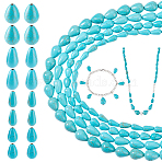 110Pcs 4 Styles Synthetic Turquoise Beads, Dyed, Teardrop, Turquoise, 11~16x6.5~12mm, Hole: 1.5~1.6mm(G-GA0001-74B)