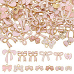 82Pcs 13 Styles Alloy Pendants, with Enamel, Bowknot, Pink, 8.5~26.5x12~26x1.5~3.8mm, Hole: 1.4~3mm, 82pcs/set(ENAM-AR0001-81)