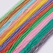 Glass Beads Strands, Faceted, Round, Mixed Color, 2x2mm, Hole: 0.4mm, about 193~197pcs/strand, 14.17 inch~15.51 inch(36~39.4cm)(EGLA-E057-02A)