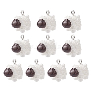 Opaque Resin Pendants, 3D Sheep Charms with Platinum Tone Iron Loops, White, 15~16x22x13mm, Hole: 1.8mm(RESI-YW0001-40)