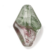 Transparent Glass Beads, Imitation Gemstones, Rhombus, Dark Olive Green, 27x18x9mm, Hole: 1.2mm(GLAA-B012-13A)