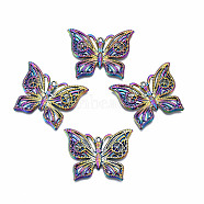 Alloy Pendants, Cadmium Free & Nickel Free & Lead Free, Butterfly, Rainbow Color, 29x37x3mm, Hole: 1.6mm(PALLOY-N163-126-NR)