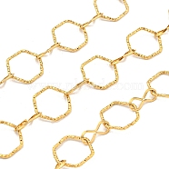 10M Ion Plating(IP) 304 Stainless Steel Hexagon & Infinity Link Chains, Unwelded, with Spool, Real 18K Gold Plated, 14.5~17.5x6~17x1.3~1.5mm(CHS-G034-07G)