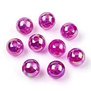 Transparent Acrylic Beads, AB Colors Plated, Round, Medium Violet Red, 8mm, Hole: 2mm, about 2100pcs/500g(MACR-T046-01D-10)