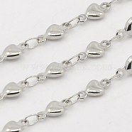 3.28 Feet 304 Stainless Steel Heart Chains, Decorative Chains, Soldered, Stainless Steel Color, 4x2mm(X-CHS-K001-53-4mm)