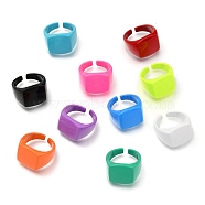 Spray Painted Brass Cuff Rings, Open Rings, Rectangle, Mixed Color, US Size 7 1/4(17.5mm)(KK-I683-25)