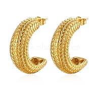 304 Stainless Steel Arch Stud Earrings, Half Hoop Earrings, Golden, 27x10mm(AP9036-1)