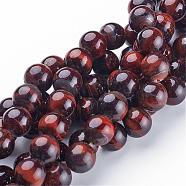 16 inch Round Gemstone Strands, Dyed & Heated, Red Tiger Eye, Bead: 10mm in diameter, hole: 1mm. about 40pcs/strand(GSR10mmC042)
