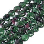 Natural Ruby in Zoisite Beads Strands, Flat Round, 10~10.5x4.5~5.5mm, Hole: 1mm, about 39pcs/strand, 15.55 inch(39.5cm)(G-L505-10-10mm)