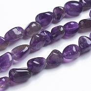 Natural Amethyst Beads Strands, Tumbled Stone, Nuggets, 9~11x8~9x5~10mm, Hole: 0.8mm, about 45pcs/strand, 15.75 inch(40cm)(G-G841-A02)