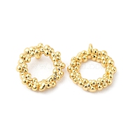 Brass Charms, Ring, Real 18K Gold Plated, 12x4mm, Hole: 1mm(KK-P234-06G)