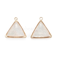 Natural White Shell Pendants, with Golden Brass Findings, Triangle, 17.5x17x5.5mm, Hole: 1.6mm(X-KK-K252-07G-01)