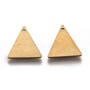 Ion Plating(IP) 304 Stainless Steel Pendants, Stamping Blank Tag, Laser Cut, Double Side Drawbench Effect, Triangle, Golden, 12x12x1mm, Hole: 1mm(STAS-O133-04B-G)