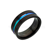 316L Surgical Stainless Steel Wide Band Finger Rings, Size 8, Gunmetal, 18.2mm(RJEW-T005-8-02)