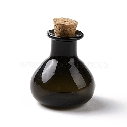 Miniature Glass Bottles, with Cork Stoppers, Empty Wishing Bottles, for Dollhouse Accessories, Jewelry Making, Black, 27.5x21mm(GLAA-H019-03F)