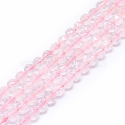 Natural Rose Quartz Beads Strands, Faceted, Round, 8mm, Hole: 1.2mm, about 46~48pcs/strand, 15.59 inch(39.6cm)(G-F715-004)