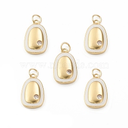 Eco-Friendly Brass Micro Pave Cubic Zirconia Pendants, with Enamel and Jump Ring, Lead Free & Cadmium Free, Oval, Real 18K Gold Plated, 18.5x11x3mm, Hole: 3.5mm(KK-I698-25G)