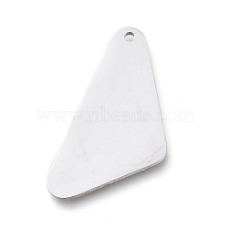 304 Stainless Steel Pendants, Manual Polishing, Stamping Blank Tag, Laser Cut, Triangle, Stainless Steel Color, 25.5x13x0.8mm, Hole: 1.2mm(STAS-L238-112B-P)