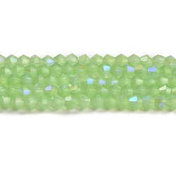 Imitation Jade Electroplate Glass Beads Strands, AB Color Plated, Faceted, Bicone, Green, 4x4mm, Hole: 0.8mm, about 87~98pcs/strand, 12.76~14.61 inch(32.4~37.1cm)(GLAA-F029-J4mm-D01)