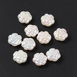 Opaque Acrylic Beads, Imitation Pearl, AB Color, Flower, White, 11x10.5x6mm, Hole: 1.6mm(OACR-E004-28)