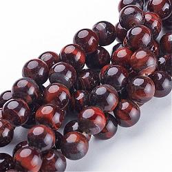 16 inch Round Gemstone Strands, Dyed & Heated, Red Tiger Eye, Bead: 10mm in diameter, hole: 1mm. about 40pcs/strand(GSR10mmC042)