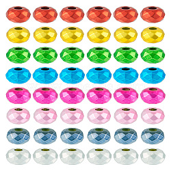 80Pcs 8 Colors Resin European Beads, Large Hole Beads, Faceted, Rondelle, Mixed Color, 14.5~15x8mm, Hole: 5mm, 10pcs/color(RESI-TA0002-30)