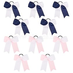 10Pcs 2 Colors Bowknot Polyester Elastic Hair Ties, Hair Accessories for Girl Kids, Mixed Color, 160x170mm, 5pcs/color(OHAR-GF0001-24)