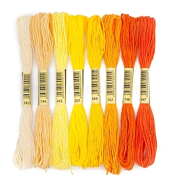 8 Skeins 8 Colors 6-Ply Polyester Embroidery Floss, Cross Stitch Threads, Tassel Embroidery, Gradient Color, Yellow, 2mm, about 8.20 Yards(7.5m)/Skein(PW-WG88461-01)