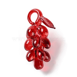 Natural Quartz Crystal Dyed Big Pendants, Grape Charms, FireBrick, 75~78x40x37mm, Hole: 10x12mm(G-M432-01B)