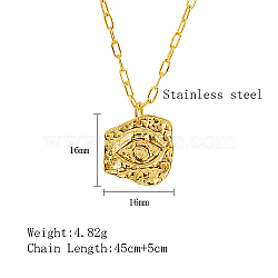 304 Stainless Steel Pendant Necklaces, Eye, Real 18K Gold Plated, 17.72 inch(45cm)(QZ6999-2)