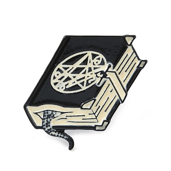 Enamel Pins, Black Alloy  Brooch, for Backpack Clothes, Book, 30x19x1.5mm