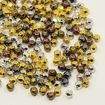 Mixed Color Tibetan Style Alloy Spacer Beads, Faceted Oval, Cadmium Free & Nickel Free & Lead Free, 4x3.5mm, Hole: 1mm