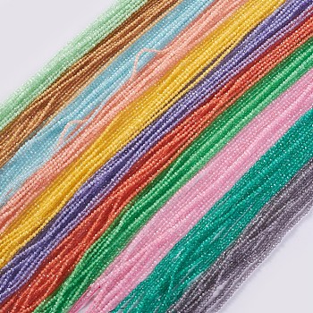 Glass Beads Strands, Faceted, Round, Mixed Color, 2x2mm, Hole: 0.4mm, about 193~197pcs/strand, 14.17 inch~15.51 inch(36~39.4cm)