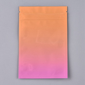 Gradient Color Plastic Zip Lock Bags, Resealable Aluminum Foil Food Storage Bags, Self Seal Bags, Rectangle, Pink, 15x10.1cm, Unilateral Thickness: 3.9 Mil(0.1mm)