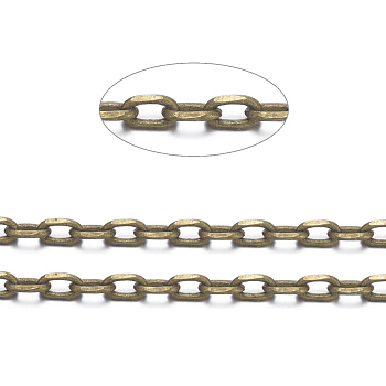 Brass Cable Chains, Diamond Cut Chains, Unwelded, Faceted, Oval, Cadmium Free & Nickel Free & Lead Free, Antique Bronze, 4.5x2.8x0.8mm