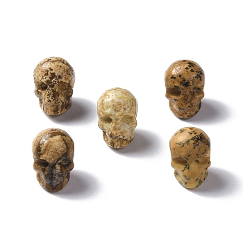 Natural Picture Jasper Beads, Skull, 13x10x11.5mm, Hole: 1mm