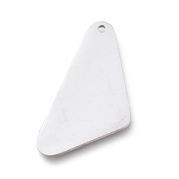 304 Stainless Steel Pendants, Manual Polishing, Stamping Blank Tag, Laser Cut, Triangle, Stainless Steel Color, 25.5x13x0.8mm, Hole: 1.2mm