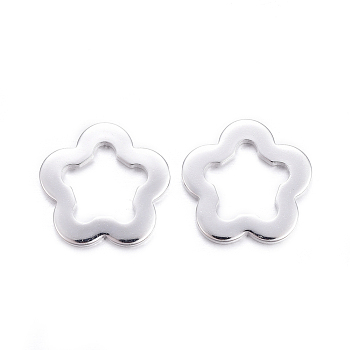 201 Stainless Steel Links connectors, Flower, Silver Color Plated, 11x11.5x1mm, Hole: 6.5mm