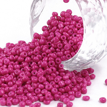 Baking Paint Glass Seed Beads, Fuchsia, 12/0, 1.5~2mm, Hole: 0.5~1mm, about 3333pcs/50g, 50g/bag, 18bags/2pounds