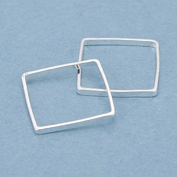 Brass Linking Rings, Long-Lasting Plated, Square, 925 Sterling Silver Plated, 12x12x1mm, Inner Diameter: 11x11mm