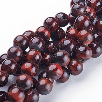 16 inch Round Gemstone Strands, Dyed & Heated, Red Tiger Eye, Bead: 10mm in diameter, hole: 1mm. about 40pcs/strand