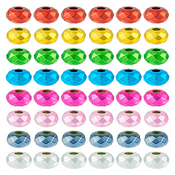 80Pcs 8 Colors Resin European Beads, Large Hole Beads, Faceted, Rondelle, Mixed Color, 14.5~15x8mm, Hole: 5mm, 10pcs/color