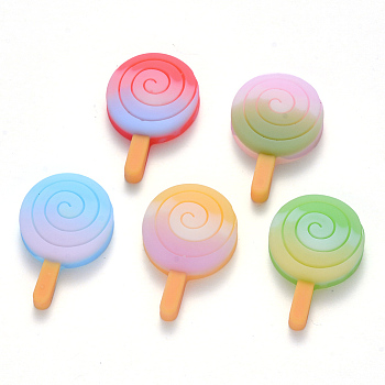 Resin Decoden Cabochons, Lollipop, Imitation Food, Mixed Color, 28.5x18.5x6mm
