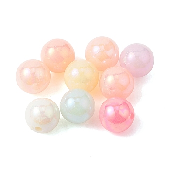 Plastic Beads, AB Color Plated, Round, Mixed Color, 12mm, Hole: 2mm, about 576pcs/500g